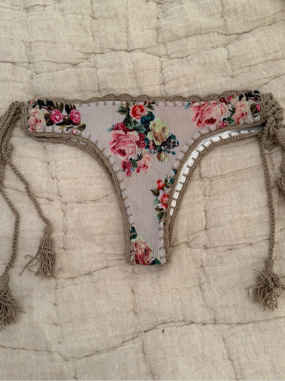 ANDI BAGUS Floral Crochet Tie-Side Bikini Bottoms